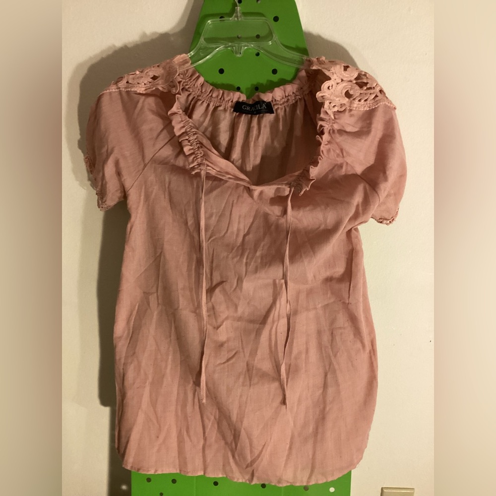 Gracila Pink Coral boho bohemian hippie chic blouse